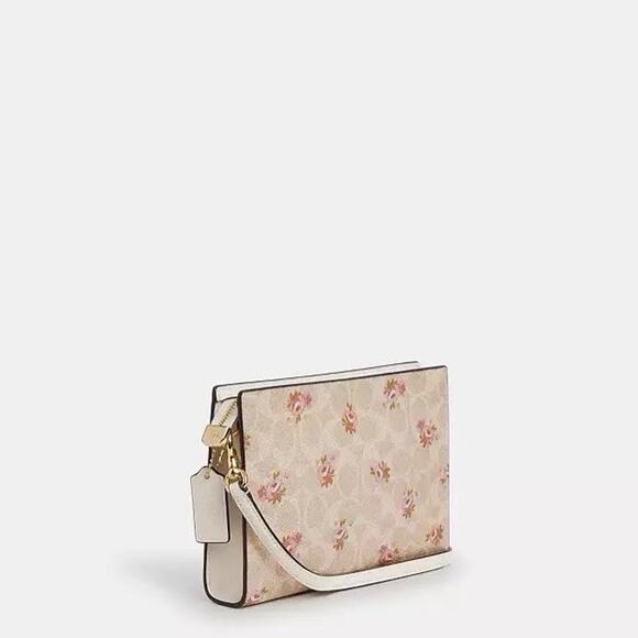 NWT COACH Slim Signature Canvas Crossbody Bag with Floral CBA71 - Picture 7 of 9